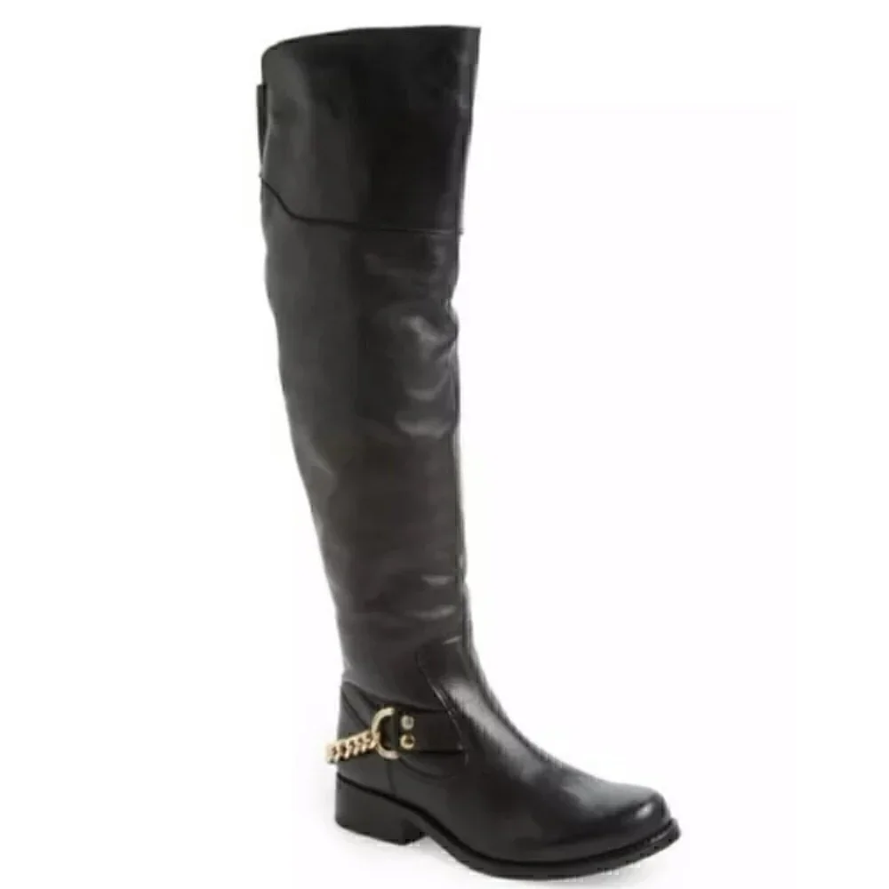 Steve Madden over the knee olgga boots 6 black leather